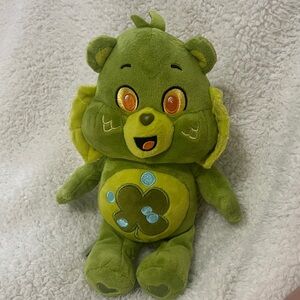 Care Bears Green Clover Plush Bear with Orange Eyes